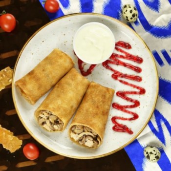 Блины с курицей и грибами